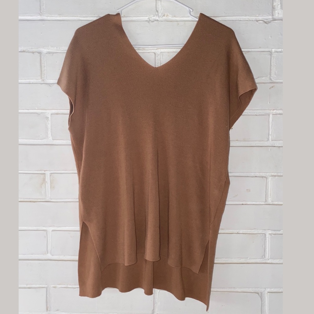 Brown Ribbed Sweater Vest